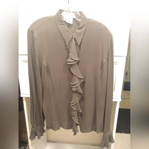 Vintage Escada Olive Silk Blouse EU42